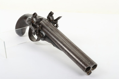 Good 20 bore double barrel flintlock holster pistol by WILLIAMSON c.1820 - 2