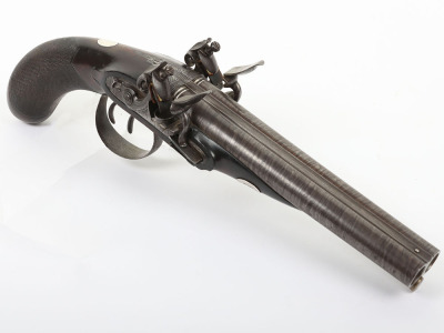 Good 20 bore double barrel flintlock holster pistol by WILLIAMSON c.1820 - 3