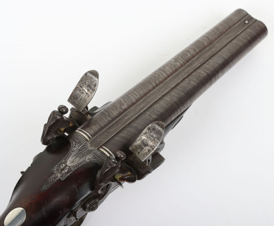 Good 20 bore double barrel flintlock holster pistol by WILLIAMSON c.1820 - 6