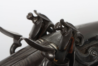 Good 20 bore double barrel flintlock holster pistol by WILLIAMSON c.1820 - 11
