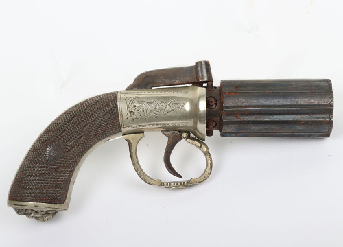 6 shot 144 bore self cocking percussion pepperbox revolver