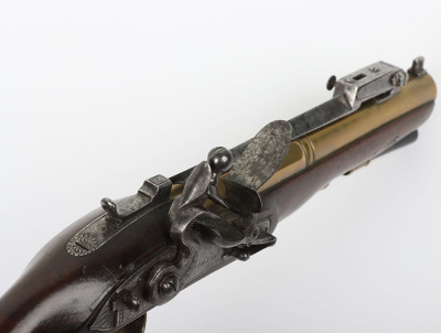 26 bore brass barrel flintlock holster pistol signed DOBSON, LONDON c.1820 - 5
