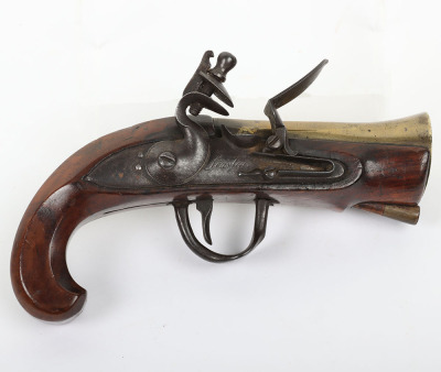 Unusual brass barrel flintlock blunderbuss pistol by Searles, London c.1775