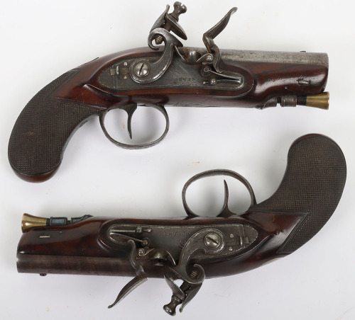 Pair of 42 bore flintlock overcoat pistols by GOODWIN c.1820