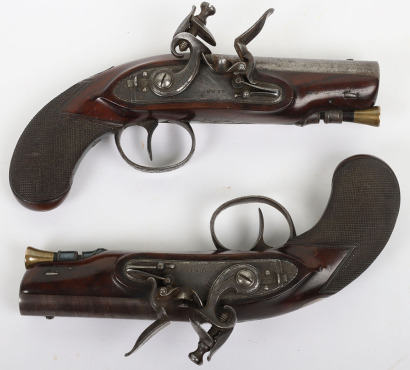 Pair of 42 bore flintlock overcoat pistols by GOODWIN c.1820