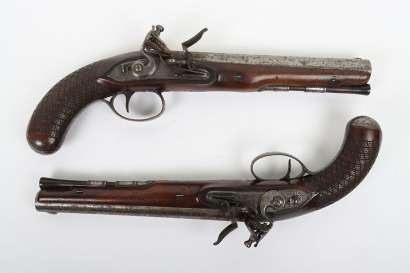 Pair of 16 bore flintlock holster pistols by D. Egg, London c.1790