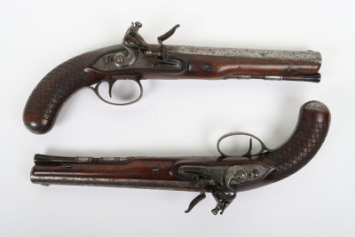Pair of 16 bore flintlock holster pistols by D. Egg, London c.1790