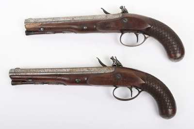 Pair of 16 bore flintlock holster pistols by D. Egg, London c.1790 - 2