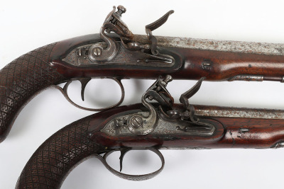 Pair of 16 bore flintlock holster pistols by D. Egg, London c.1790 - 4
