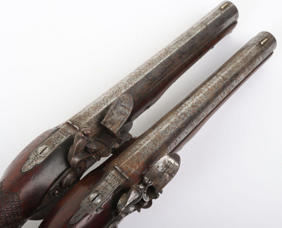 Pair of 16 bore flintlock holster pistols by D. Egg, London c.1790 - 5
