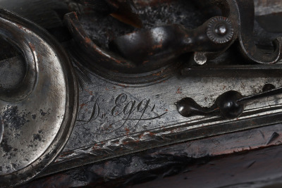 Pair of 16 bore flintlock holster pistols by D. Egg, London c.1790 - 6