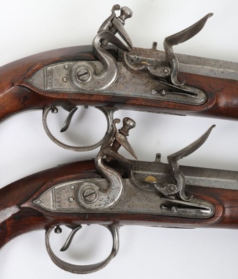 Pair of 16 bore flintlock holster pistols by Richards c.1790 - 5