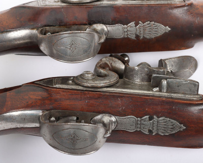 Pair of 16 bore flintlock holster pistols by Richards c.1790 - 6