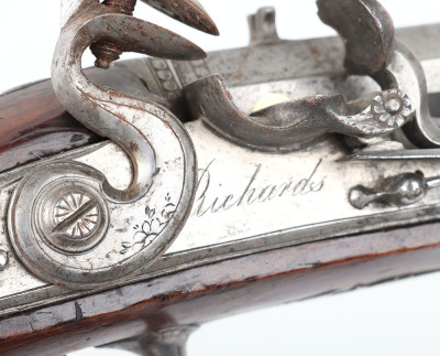 Pair of 16 bore flintlock holster pistols by Richards c.1790 - 9