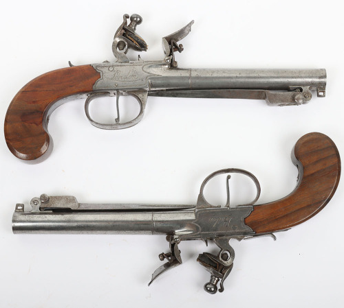 Pair of boxlock flintlock travelling pistols by I & W RICHARDS, LONDON