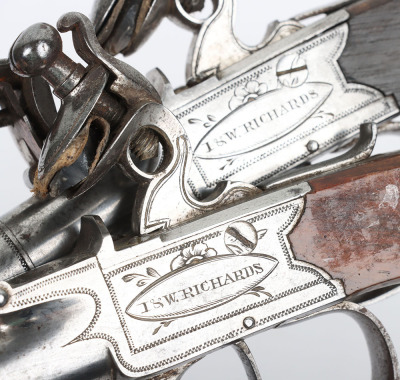 Pair of boxlock flintlock travelling pistols by I & W RICHARDS, LONDON - 7