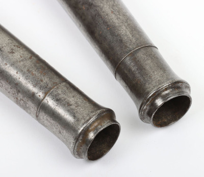 Pair of 22 bore Queen Anne style flintlock cannon barrel holster pistols by BARBAR c.1745 - 5