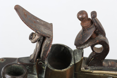Brass framed flintlock boxlock table tinderlighter c.1800 - 7