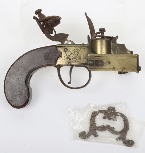 Brass framed flintlock boxlock table tinderlighter c.1800