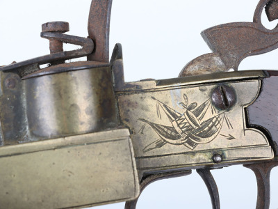 Brass framed flintlock boxlock table tinderlighter c.1800 - 7