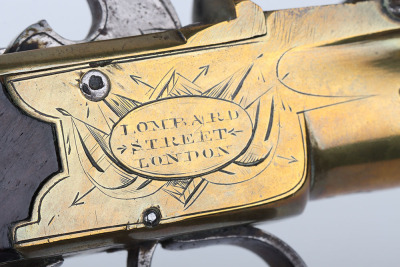 Brass framed and barrelled flintlock boxlock travelling pistol by W. BOND, LOMBARD STREET, LONDON - 4