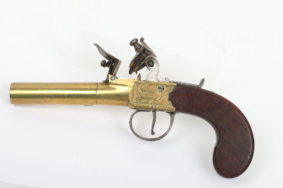 Brass framed and barrelled flintlock boxlock travelling pistol by W. BOND, LOMBARD STREET, LONDON - 2