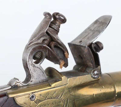 Brass framed and barrelled flintlock boxlock travelling pistol by W. BOND, LOMBARD STREET, LONDON - 8