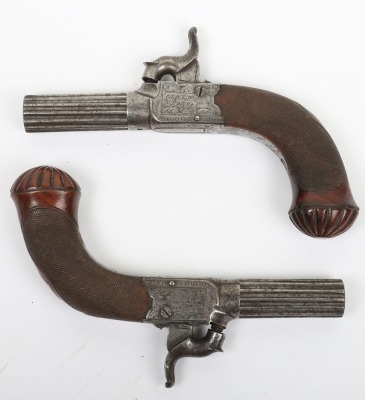 Pair of boxlock percussion pocket pistols engraved CLARK, LONDON - 2