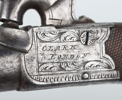 Pair of boxlock percussion pocket pistols engraved CLARK, LONDON - 6