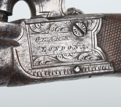 Pair of boxlock percussion pocket pistols engraved CLARK, LONDON - 7