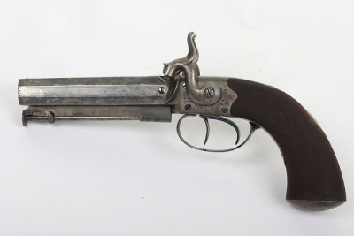 2 shot 30 bore percussion travelling pistol signed T K BAKER, FLEET STREET, LONDON - 2