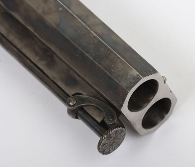 2 shot 30 bore percussion travelling pistol signed T K BAKER, FLEET STREET, LONDON - 3