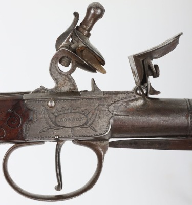 Boxlock flintlock travelling pistol by I & W Richards LONDON c.1790, - 4
