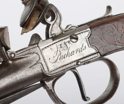 Boxlock flintlock travelling pistol by I & W Richards LONDON c.1790, - 7