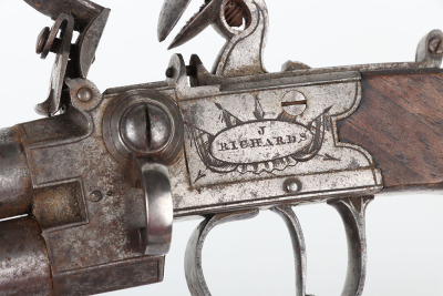 Boxlock flintlock 2 shot tap action over and under overcoat pistol - 6