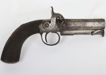18 bore boxlock sidehammer percussion belt pistol by W DOOLEY, LIVERPOOL
