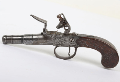 54 bore Queen Anne style boxlock flintlock cannon barrelled pocket pistol by STANTON, LONDON c.1775 - 2