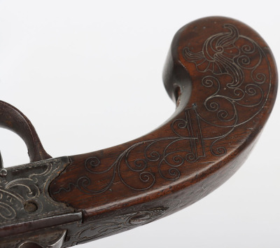 54 bore Queen Anne style boxlock flintlock cannon barrelled pocket pistol by STANTON, LONDON c.1775 - 5