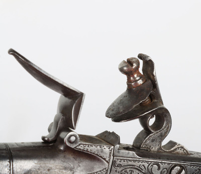 54 bore Queen Anne style boxlock flintlock cannon barrelled pocket pistol by STANTON, LONDON c.1775 - 7