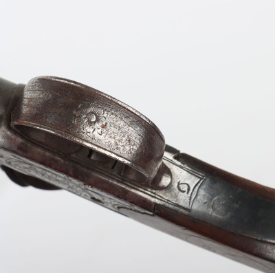 54 bore Queen Anne style boxlock flintlock cannon barrelled pocket pistol by STANTON, LONDON c.1775 - 8