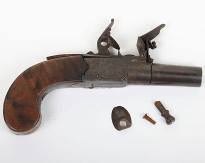 Boxlock flintlock pocket pistol retailed by PARKER, BURY