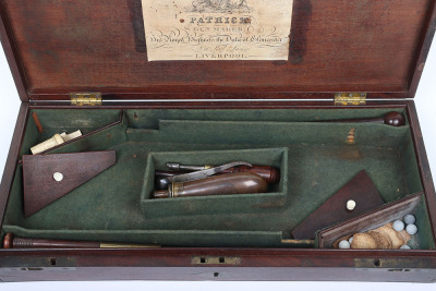 Pair of 42 bore back action percussion target pistols by Patrick of Liverpool - 2