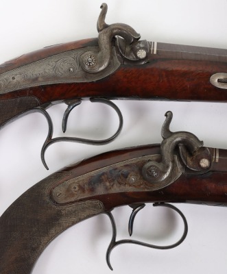 Pair of 42 bore back action percussion target pistols by Patrick of Liverpool - 9