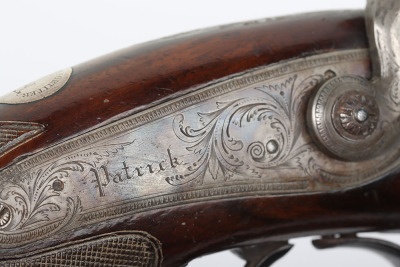 Pair of 42 bore back action percussion target pistols by Patrick of Liverpool - 12
