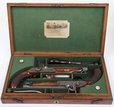 Good pair of 28 bore percussion belt pistols by Edward London, c.1845-50 - 9
