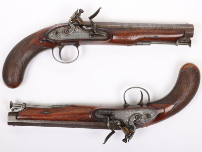 Pair of officer&rsquo;s 16 bore flintlock holster pistols by Richards c.1820 - 3