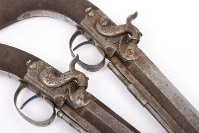 Good pair of 20 bore boxlock side hammer percussion belt pistols by Wilkinson, London, c.1850 - 6
