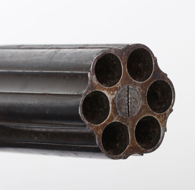 6 shot 84 bore Cooper&rsquo;s patent percussion self-cocking ring trigger pepperbox revolver - 3