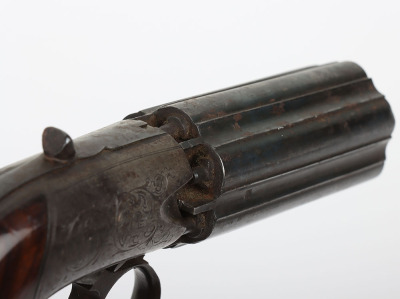 6 shot 84 bore Cooper&rsquo;s patent percussion self-cocking ring trigger pepperbox revolver - 5