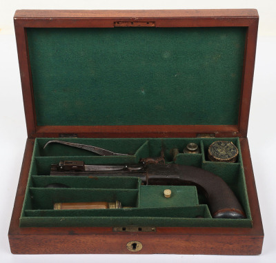 2 shot 34 bore boxlock percussion turnover travelling pistol by COLLINS, LONDON - 2